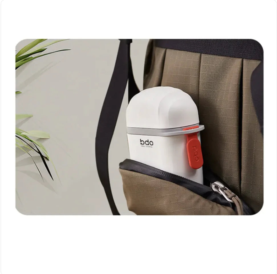 White soap container in a brown bag on a light gray background