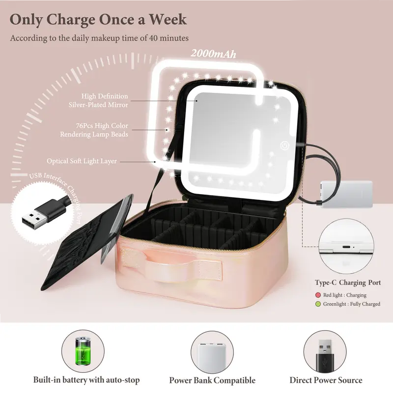 4K LED Vanity Case with Mirror